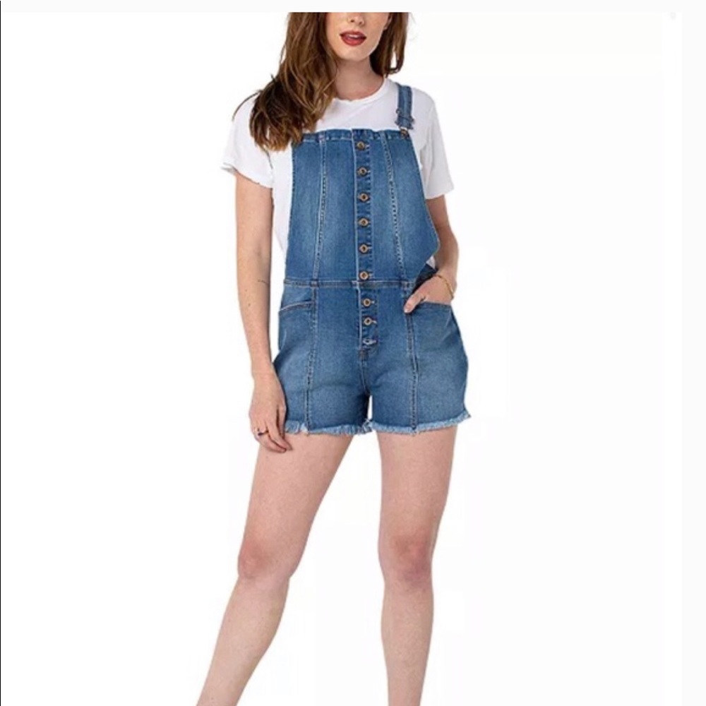 Kendall+Kylie Denim Overalls /Shortalls Raw Hem Small New with Tags